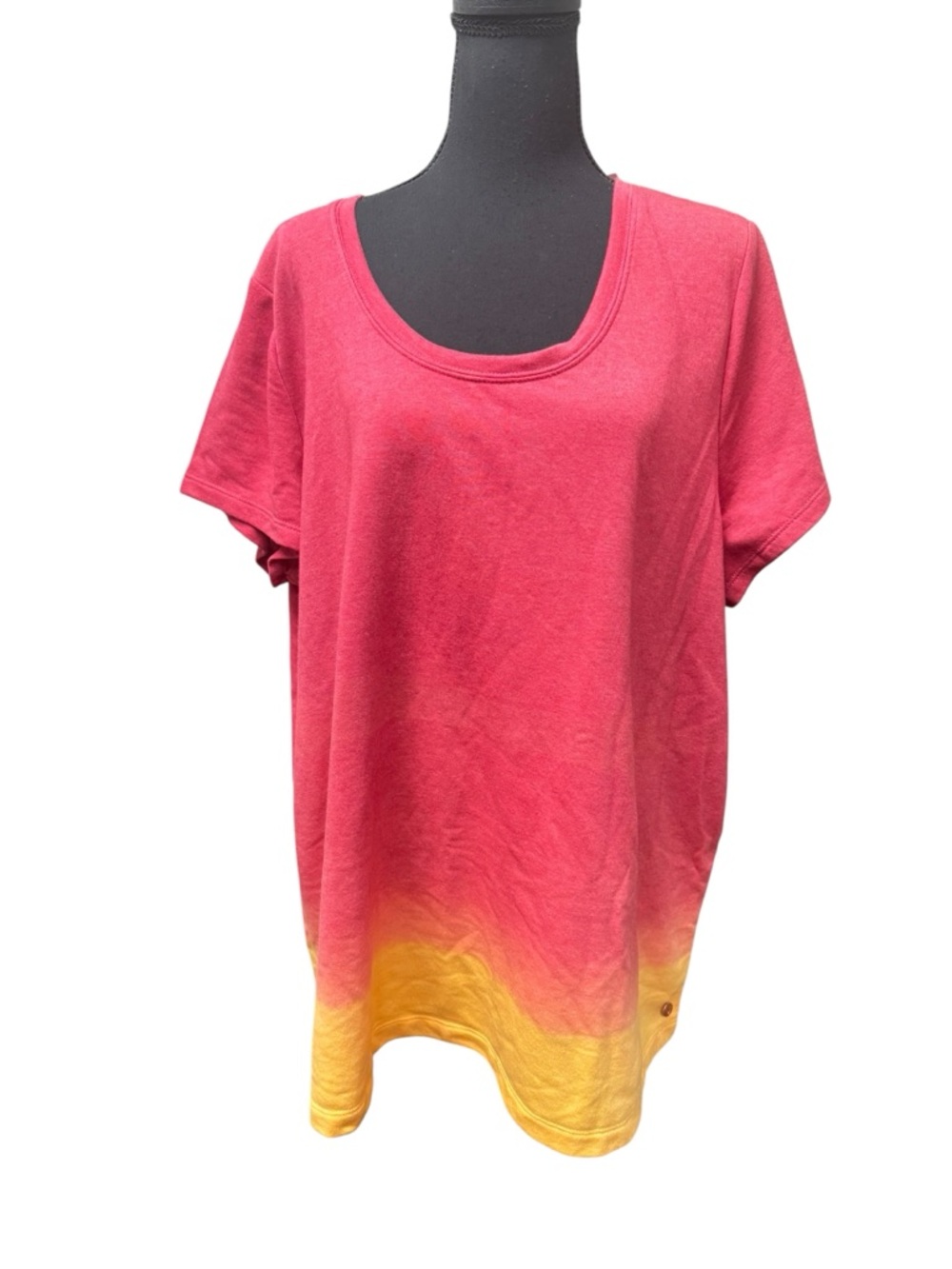 NWT LIVI Pink Orange Ombre Tee Plus 22/24 Short Sleeve Casual Summer Top